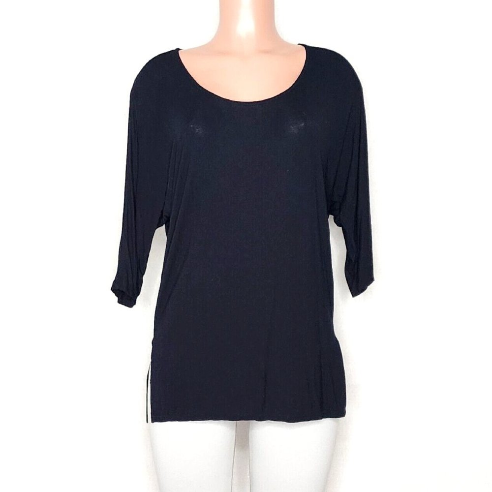 Michael Stars Black 3/4 Dolman Sleeve Tee Top One Size or Medium / Large Hi-Low